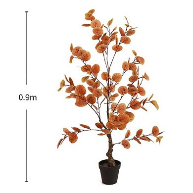 Artificial Eucalyptus Fall Tree in Pot for Thanksgiving, Porch & Home Decor
