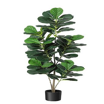 Artificial Fiddle Leaf Fig Tree with Planter, Realistic Trunks for Home & Office Decor