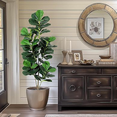 Artificial Fiddle Leaf Fig Tree with Planter, Realistic Trunks for Home & Office Decor