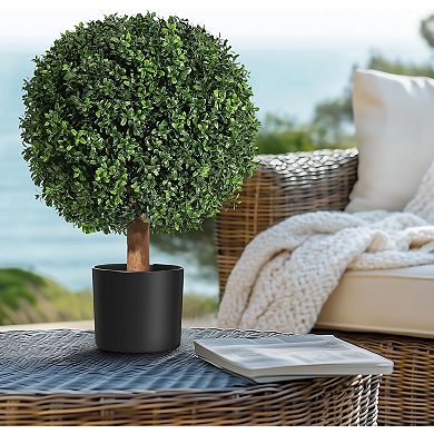 2-Pack Artificial Boxwood Topiary Ball Trees in Pot for Porch, Garden & Office