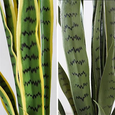 Artificial Snake Plant in Pot, Lifelike Faux Succulent for Home & Office Decor
