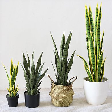 Artificial Snake Plant in Pot, Lifelike Faux Succulent for Home & Office Decor