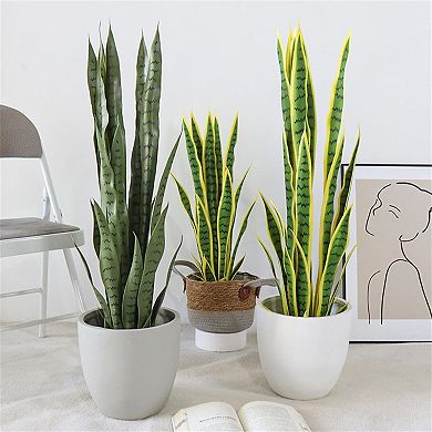 Artificial Snake Plant in Pot, Lifelike Faux Succulent for Home & Office Decor