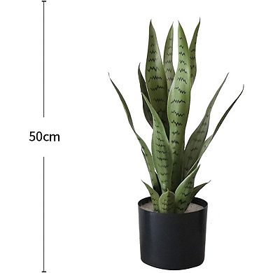 Artificial Snake Plant in Pot, Lifelike Faux Succulent for Home & Office Decor