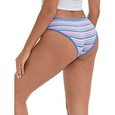 Women's Colorful Striped Underwear Low-Waisted Double Layer Comfortable Breathable Briefs