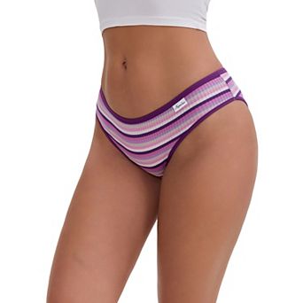 Women's Colorful Striped Underwear Low-Waisted Double Layer Comfortable Breathable Briefs