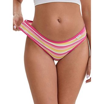 Women's Colorful Striped Underwear Low-Waisted Double Layer Comfortable Breathable Briefs