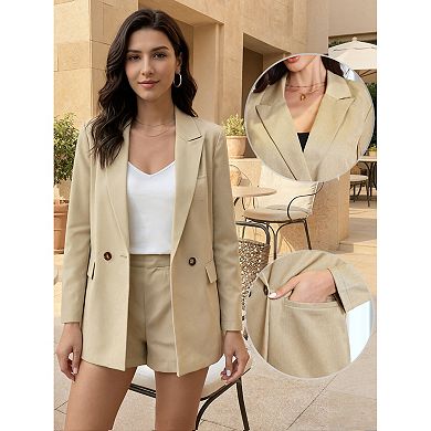 Business Casual Blazer for Women's Notch Lapel Long Sleeve Oversized Suit Jacket