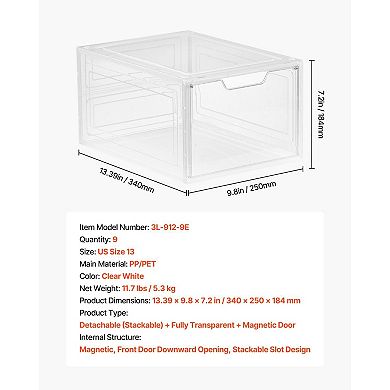 Transparent Magnetic-Door Shoe Organizer Boxes for Closet or Entryway
