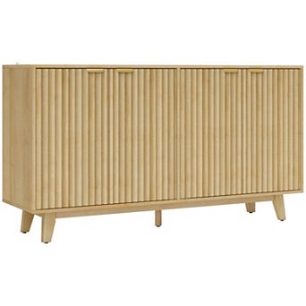 55inch Modern Sideboard Buffet Cabinet with Fluted Doors Wood Legs