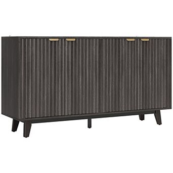55inch Modern Sideboard Buffet Cabinet with Fluted Doors Wood Legs