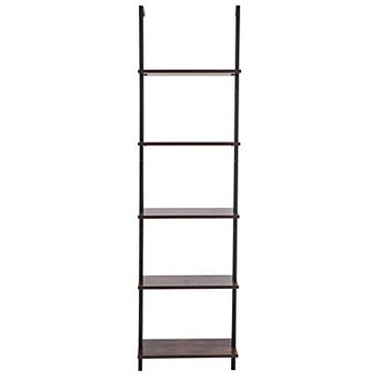 Wall Mounted Pipe Shelf System with 5 Boards for Books, Pantry Items, and Home Organization