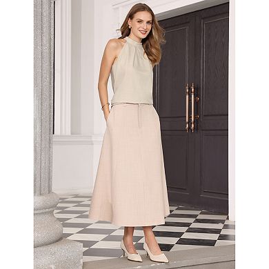 Women's Halter Neck Top Sleeveless Solid Color Summer Casual Blouse