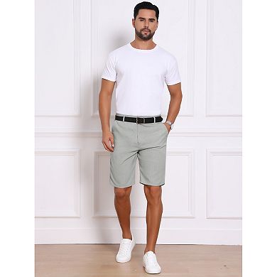 Men's Linen Texture Short Pants Above Knee with Pockets Formal Shorts