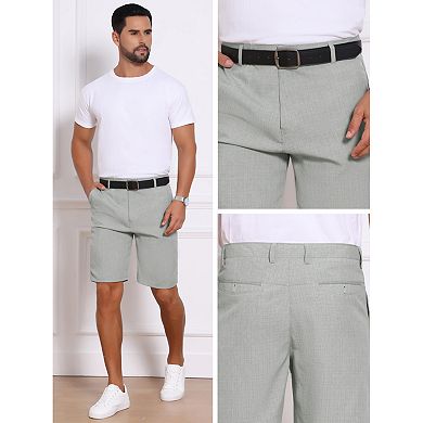 Men's Linen Texture Short Pants Above Knee with Pockets Formal Shorts