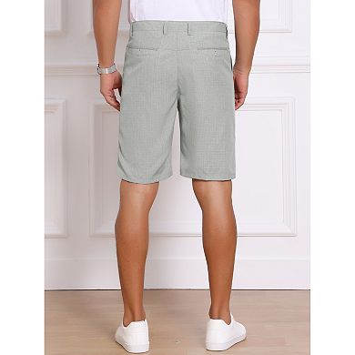Men's Linen Texture Short Pants Above Knee with Pockets Formal Shorts