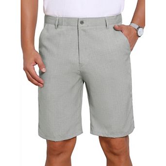 Men's Linen Texture Short Pants Above Knee with Pockets Formal Shorts