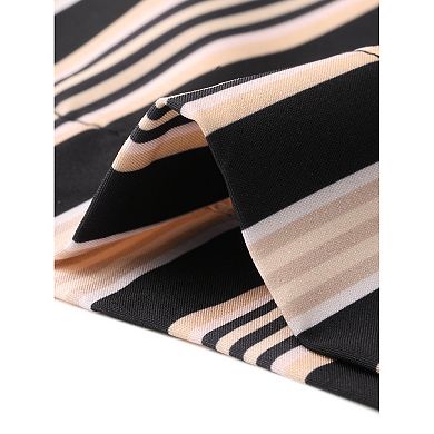 Casual Striped Pants for Women's Wide Legs Elastic Waist Drawstring Palazzo Lounge Pants