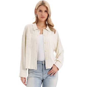 Line Jacket for Women's Button Down Long Sleeve Lapel Casual Jackets with Pockets Outwear
