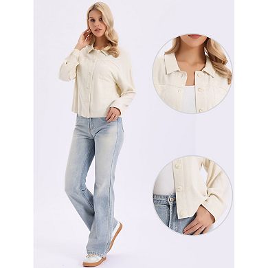Line Jacket for Women's Button Down Long Sleeve Lapel Casual Jackets with Pockets Outwear