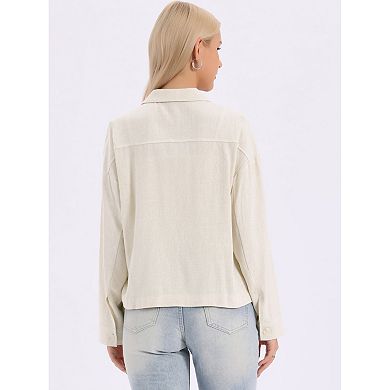 Line Jacket for Women's Button Down Long Sleeve Lapel Casual Jackets with Pockets Outwear