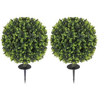 HOMCOM 2 pc Artificial Eucalyptus Topiary Ball w/ Ground Stake