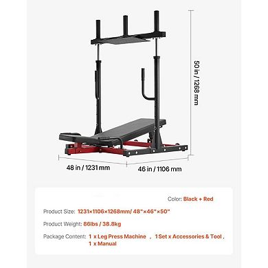 Vertical Leg Press Machine Plate-Loaded Home Gym Lower-Body Strength Trainer