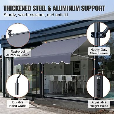 118" Garden Sunshade Awning with Height Adjustment and Privacy Screen