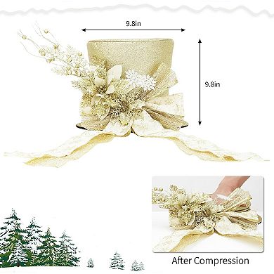 Luxury Sparkling Christmas Tree Topper Bow - Glitter Xmas Tree Top Decorations for Holiday