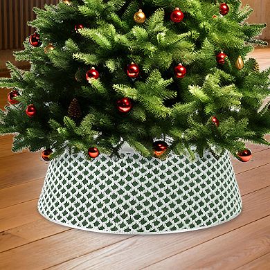 Christmas Tree Collar Decoration,Diamond-Grid Design Plush Christmas Tree Skirt with 2 Matching Clip