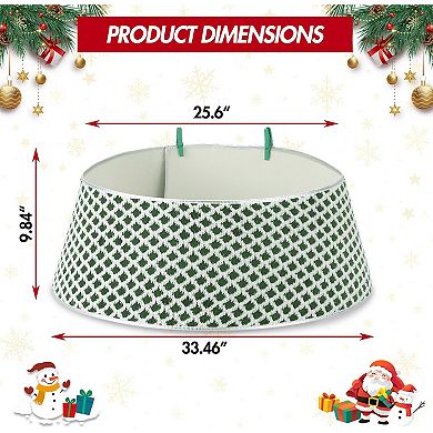 Christmas Tree Collar Decoration,Diamond-Grid Design Plush Christmas Tree Skirt with 2 Matching Clip
