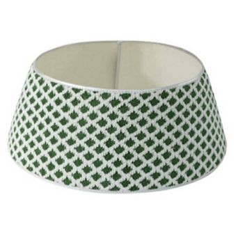 Christmas Tree Collar Decoration,Diamond-Grid Design Plush Christmas Tree Skirt with 2 Matching Clip