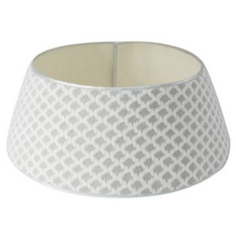 Christmas Tree Collar Decoration,Diamond-Grid Design Plush Christmas Tree Skirt with 2 Matching Clip