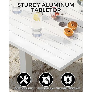 Expandable Patio Table for 4-6 Persons, Extentable Dining Table Set 31.5"-63", Aluminum Slat Frame