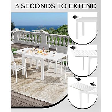 Expandable Patio Table for 4-6 Persons, Extentable Dining Table Set 31.5"-63", Aluminum Slat Frame