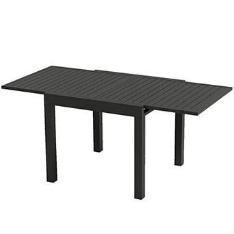 Expandable Patio Table for 4-6 Persons, Extentable Dining Table Set 31.5"-63", Aluminum Slat Frame