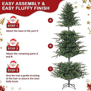 Pre-Lit Artificial Christmas Tree, 8 Adjustable Light Modes,PVC Branches, Metal Hinges & Sturdy Base