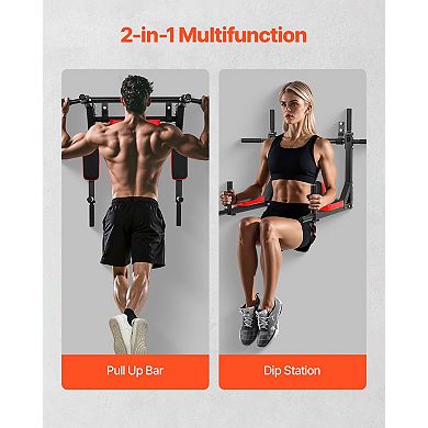 Wall Mounted Pull Up Bar Heavy Duty Dip and Chin-Up Station 440 LB Capacity