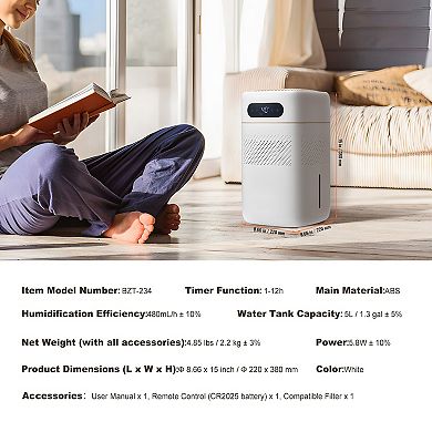 Whole House Evaporative Humidifier 5L Smart Cool Moisture with Timer
