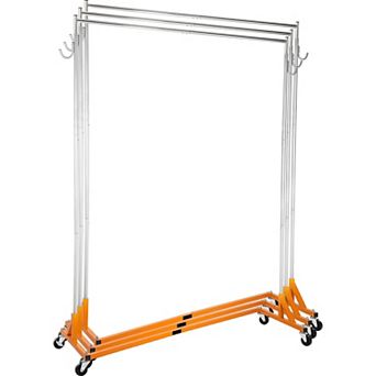 Z Rack Industrial Rolling Garment Rack Adjustable Height Orange (3 Sets)