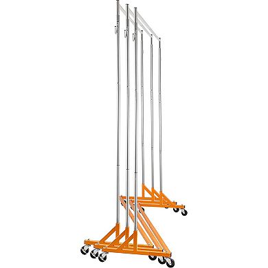 Z Rack Industrial Rolling Garment Rack Adjustable Height Orange (3 Sets)