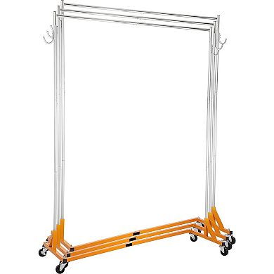 Z Rack Industrial Rolling Garment Rack Adjustable Height Orange (3 Sets)