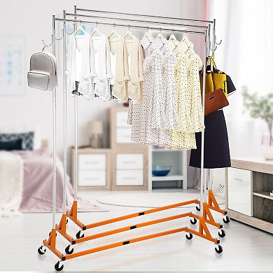 Z Rack Industrial Rolling Garment Rack Adjustable Height Orange (3 Sets)