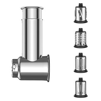 Gvode Stainless Steel Cheese Grater & Slicer Shredder, 4 Blades, Kitchen attachment for Stand Mixer