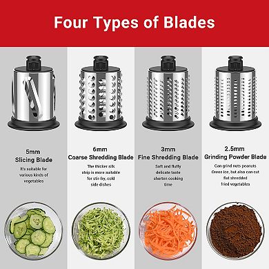 Gvode Stainless Steel Cheese Grater & Slicer Shredder, 4 Blades, Kitchen attachment for Stand Mixer