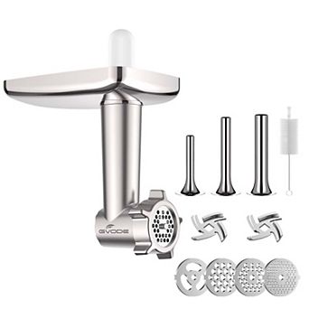 Gvode Meat Grinder Kitchen Attachment for Stand Mixer with 4 Plates, 3 Sausage Tubes & 2 Blades