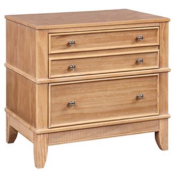 3 Drawer Solid Wood Nightstand Side Table with Full Extension Drawers and Hidden Storage