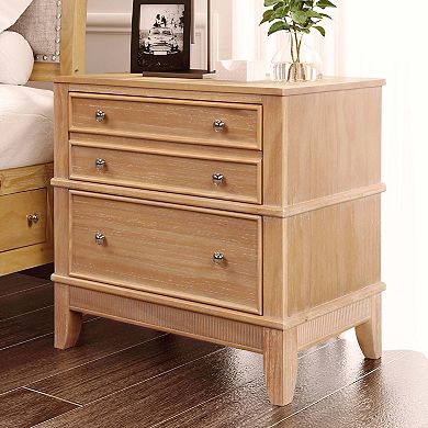 3 Drawer Solid Wood Nightstand Side Table with Full Extension Drawers and Hidden Storage