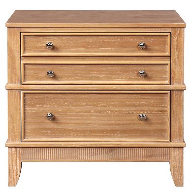 3 Drawer Solid Wood Nightstand Side Table with Full Extension Drawers and Hidden Storage