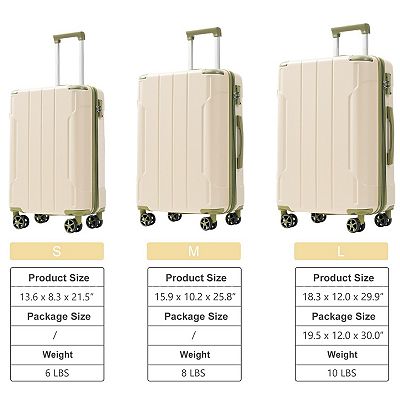 3-Piece Spinner Luggage Set Expandable Hardside Suitcases